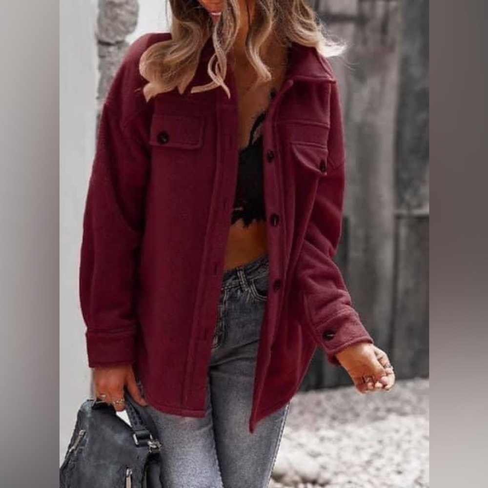 FLEECE SHIRT JACKET xL NWT burgundy red